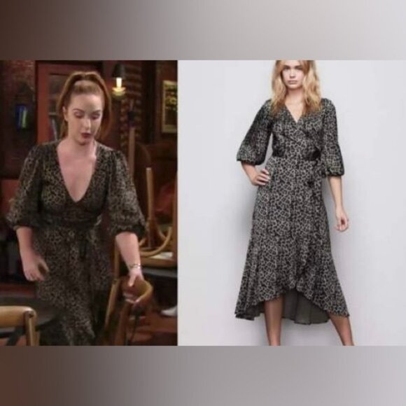 NWT GOOD AMERICAN SAGE‎ LEOPARD WRAP DRESS GDW0042 Size 1 - Picture 5 of 16